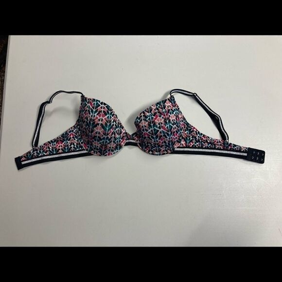 JUST BE, Women’s Geometric Bra, 34B, Black,‎ Green, Peach, Pink, Silver. - Picture 11 of 14